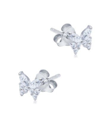 Butterfly Shaped CZ Silver Stud Earring STS-6473